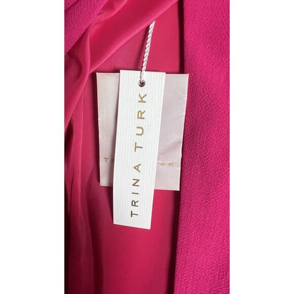 Trina Turk Size 6‎ Hot Pink Sleeveless Ruffle Open Back Crepe Formal Dress NEW - Picture 10 of 14